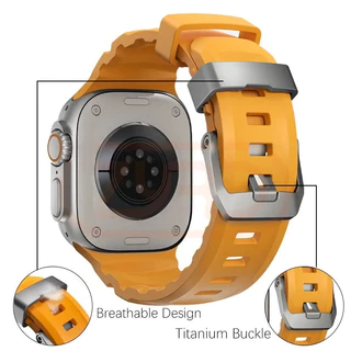 Sport Band สําหรับ iWatch Ultra2/1 10 9 8 7 6 SE 5 4 ซิลิโคนไทเทเนียมสร้อยข้อมือสําหรับ iWatch 42/44 มม.45 มม.46 มม.49 มม.