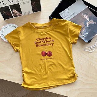 G03-10 เสื้อยืดแขนสั้นพิมพ์ลายเชอรี่ สุดน่ารัก แนวเกาหลี หลายไซส์ ผ้านิ่มสวมใส่สบาย ใส่ได้ทุกโอกาส ราคาถูก