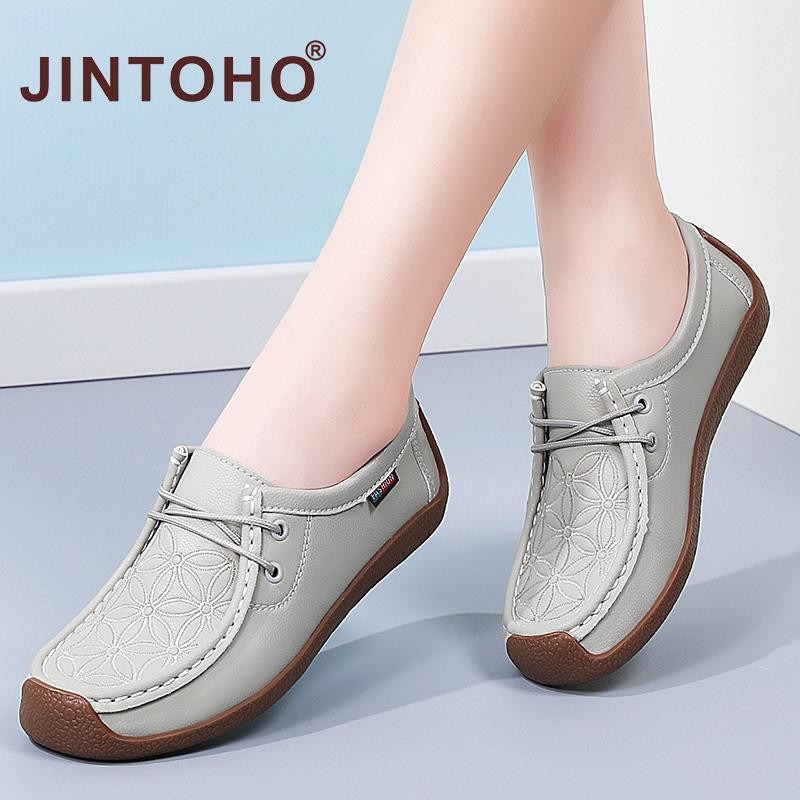 รองเท้าสลิปออนหนังนุ่มแฟชั่นสําหรับผู้หญิงที่สะดวกสบายสําหรับสํานักงานและคุณแม่