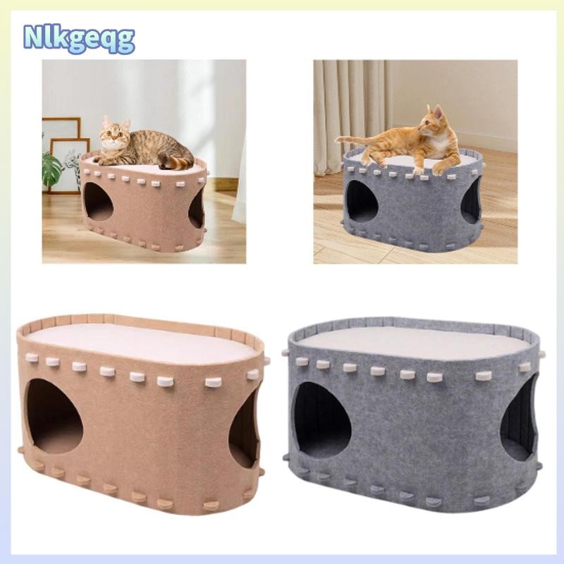 [nlkgeqg] Cat Bed Cave Cat Tunnel Tent Hut แมวหลายตัว Enclosed Bed Warm Cat House