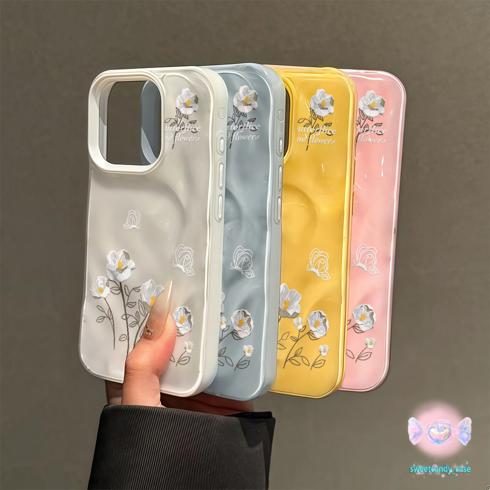 💖จัดส่งในพื้นที่💖 เคสเหมือนอุกกาบาต สีขาว ช่อดอกไม้ การออกดอก  สําหรับIPhone16 15 14 13 12 11 7 8plus Pro Promax X XR XS