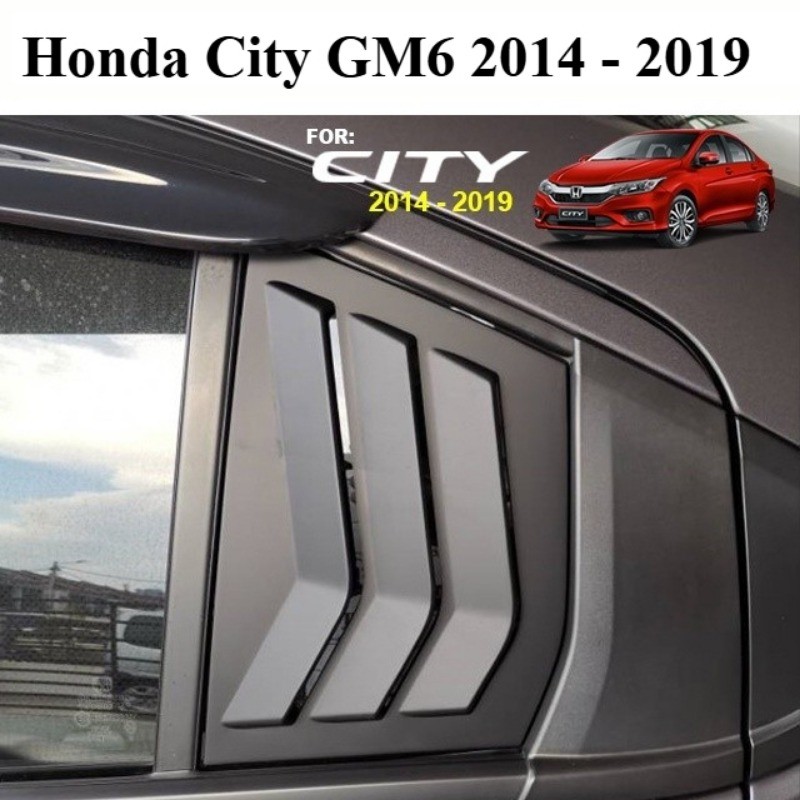 Honda City GM6 2014 - 2019 ด้านหลังด้านข้าง Mustang Louver ฝาครอบประตูด้านหลัง Windows สามเหลี่ยมฝาครอบ Protector