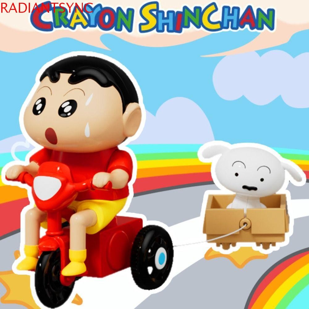 RADIANTSYNC Crayon Shin-Chan ตุ๊กตาลาน, Interactive White Dog Pull line ขี่จักรยานของเล่น,การ์ตูนคอลเลกชัน PVC Crayon Shin-Chan อะนิเมะรูปของขวัญวันเกิด