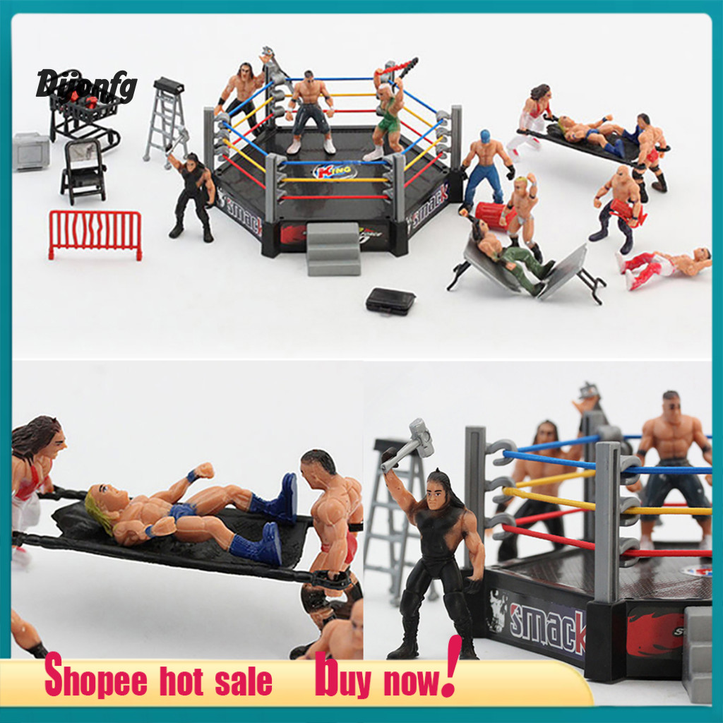 Dj 1 ชุด Wrestling Playset ที่สมจริง DIY Mini Wrestling Action Figure Play ชุดสําหรับเด็ก