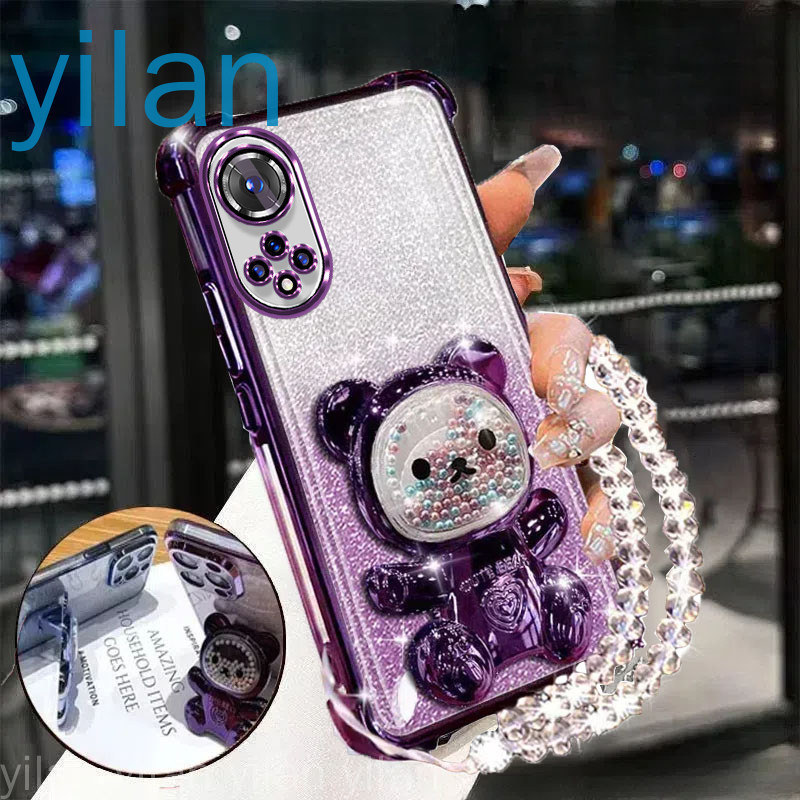 เคสโทรศัพท์กันกระแทกสําหรับ Huawei Nova 9 SE nova 9 สี่มุม anti drop น่ารัก 3D สีสันผู้ถือหมีวงเล็บฝ