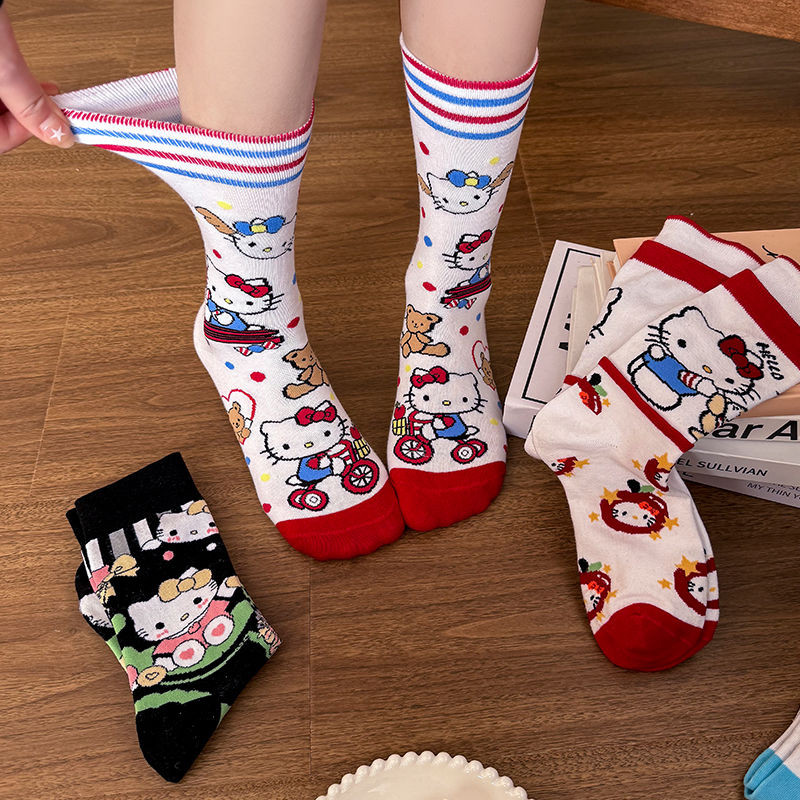 Hello Kitty Y2K Kawaii ถุงเท้าการ์ตูนสำหรับสาว สไตล์lolita โทนสีขาว ราคา ถูกที่สุด ดีลบีเคเค แกลเลอรีภาพที่ 2