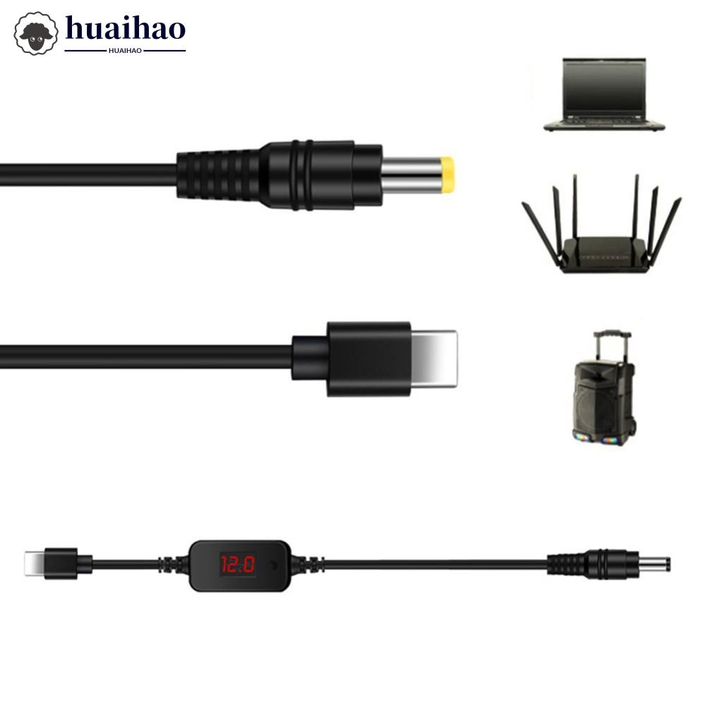 HUAIHAO USB C ถึง 5.5x2.1 มม.5V 9V 12V 15V 20V แรงดันไฟฟ้าแบบปรับได้สําหรับเราเตอร์แล็ปท็อป L4O4