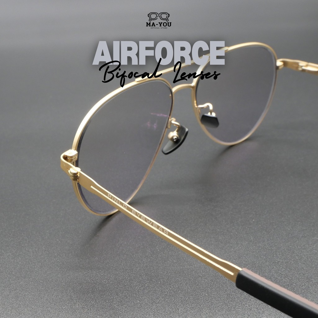 AirForce แว่นสายตายาวเลนส์ 2 ชั้น Auto มองได้2ระยะ รุ่น "แอร์ฟอร์ส" T-1165 วัสดุ Titanium ออกแดดเลนส์เปลี่ยนสีเทาดำ