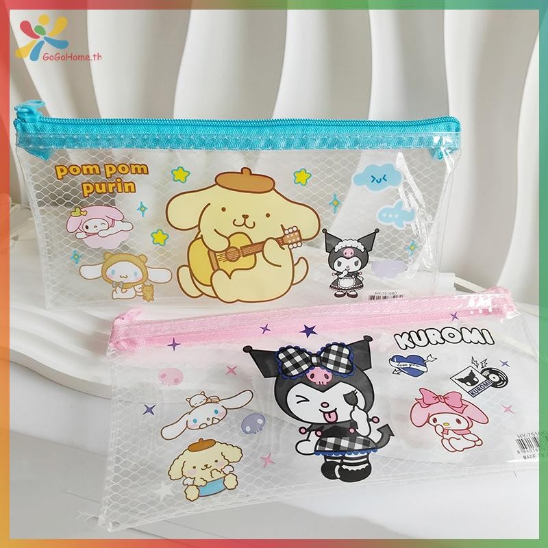 GOGO 4 รูปแบบ Sanrio Grid ดินสอเครื่องเขียนสํานักงานและอุปกรณ์การเรียน Mymelody Kuromi Cinnamoroll Pom Pom Purin กระเป๋าดินสอของขวัญ TH