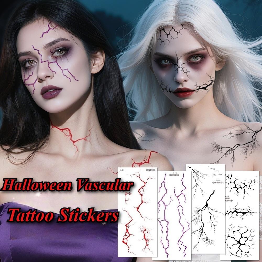 สติกเกอร์แต่งหน้า Halloween ลายเส้นหลอดเลือดและ.twig.flower กันน้ำได้