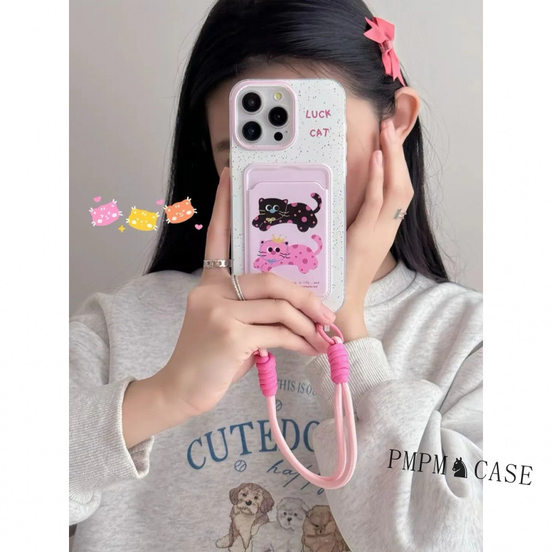 ล่าสุด Crown Luck Strap Cat Card Holder Case Realme 15T 5G C85 Note 60 60X C75 C75X 50A Prime 5 5I 6