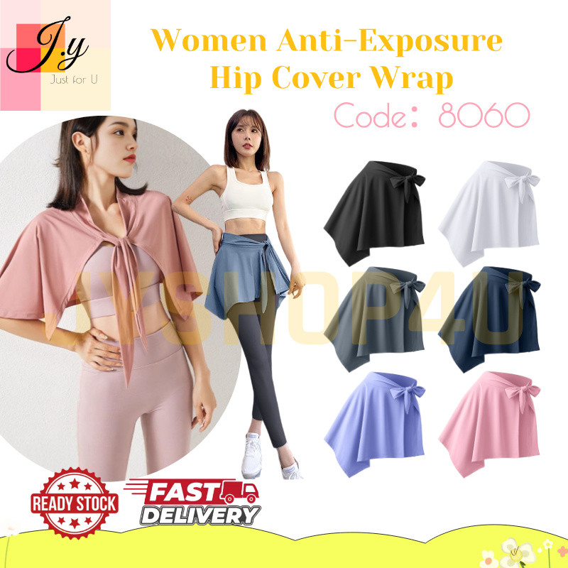 (JYSHOP4U) ️ ผ้าเช็ดตัวป้องกันการหมดอายุสําหรับผู้หญิงกีฬาโยคะปกกระโปรง Quick-Dry Hip Wrap 防走光