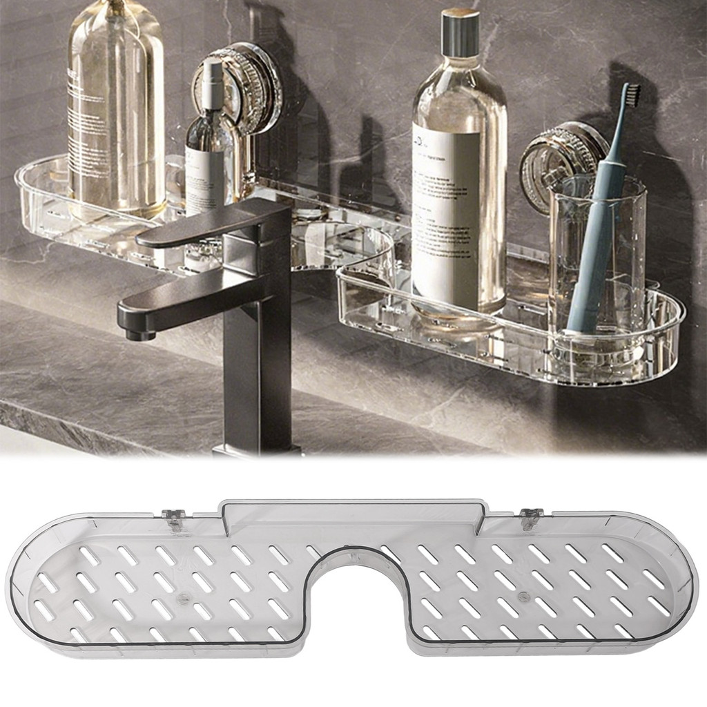 ที่เก็บของในห้องน้ําความจุขนาดใหญ่ | ชั้นวางโปรไฟล์บางพร้อมฐานดูดกันตกเหมาะสําหรับพื้นที่เล็กและบ้านเช่า