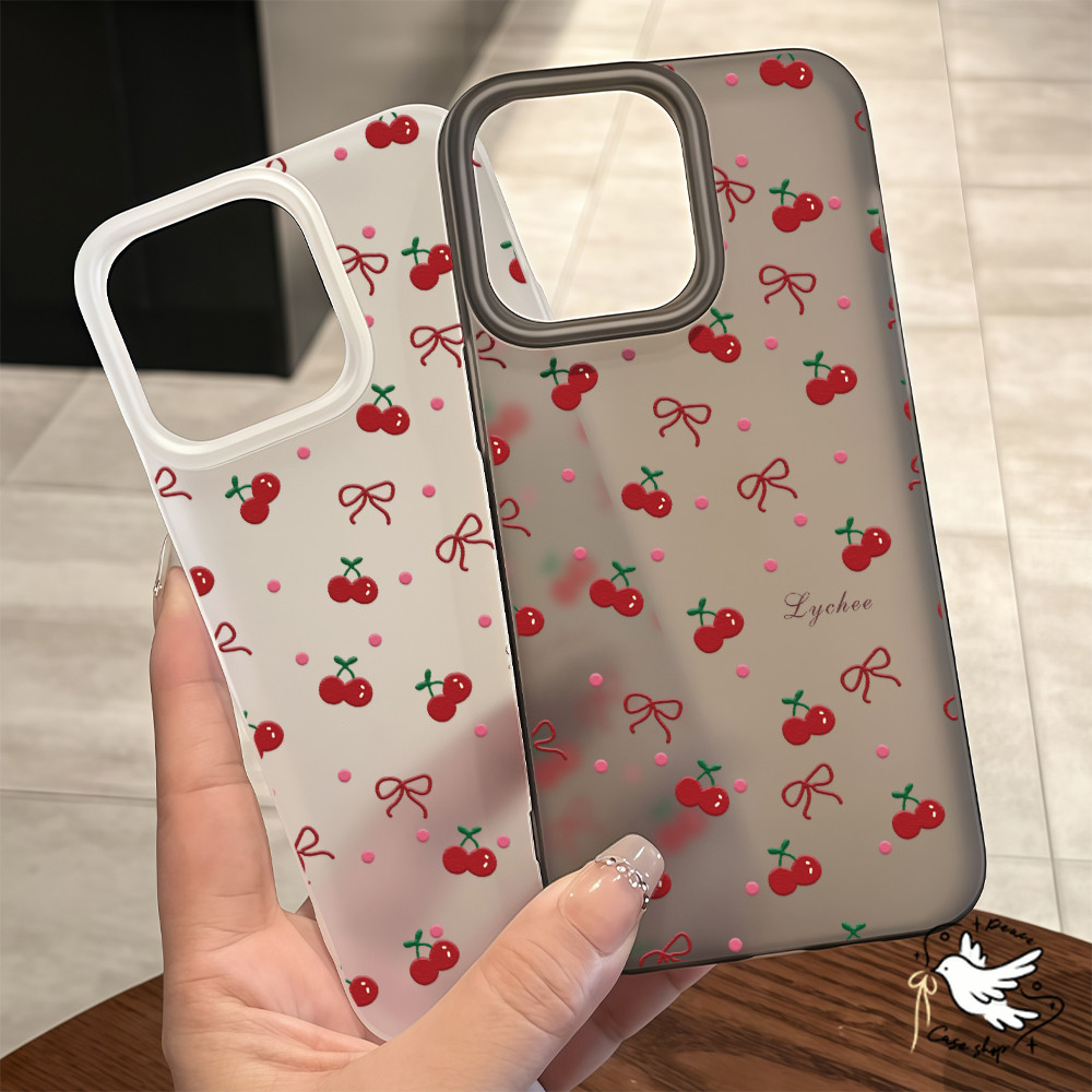 COD-ในไทย💥เคสผิวด้านไอโฟน11 เชอร์รี่น่ารัก เคส for iPhone 11 12 13 16 14 15 pro max xs xr 7P 8P เคสเกาหลี ใช้กับเคสไอโฟน