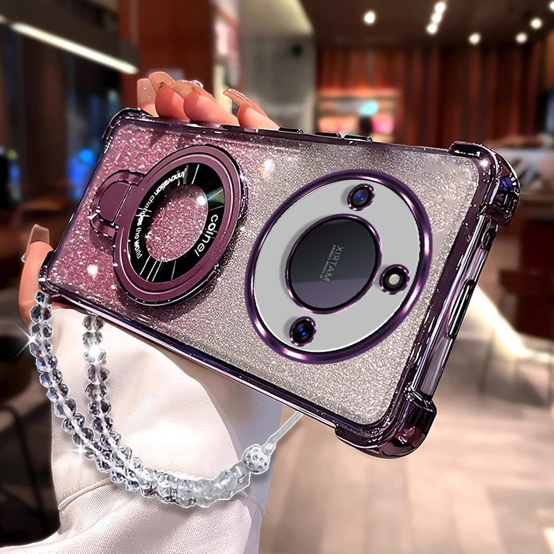 สําหรับ honor x9b x9C x9a 5g เคสโทรศัพท์กันกระแทก U Shield Bracket กรณีแม่เหล็กสร้อยข้อมือคริสตัล Gl