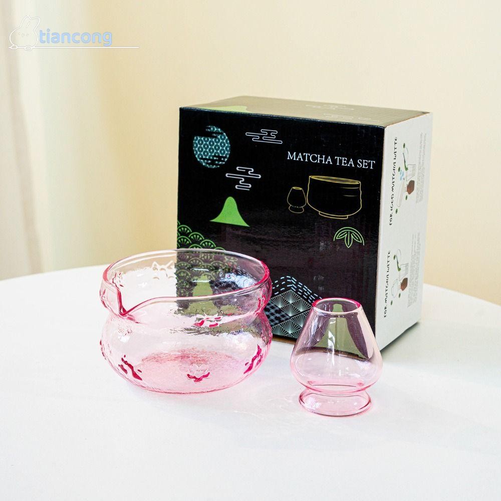 TIANCONG ชุดทํามัทฉะ, แก้ว Bowknot Matcha Bowl, สีชมพูพร้อมเทพวยนํามาใช้ใหม่ชุดน้ําชาญี่ปุ่นคนรักชา