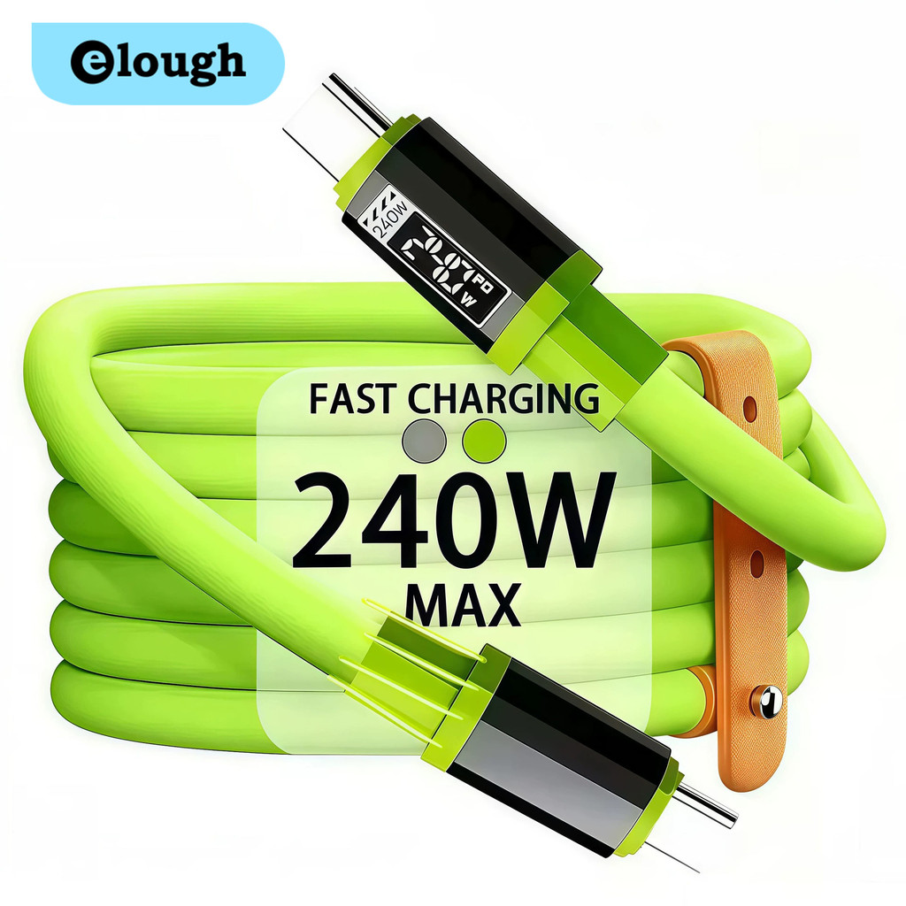 Elough 240W USB C ถึง USB C Digital Display Cable Fast Charging PD สําหรับ Samsung Xiaomi แท็บเล็ตสายเคเบิลข้อมูลลวด