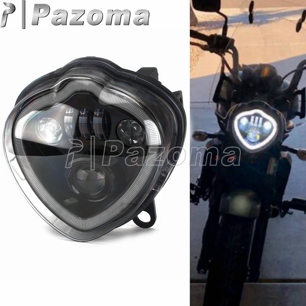 Pl 2015-2021สำหรับ Kawasaki Vulcan 650S EN650 LED ไฟหน้า W/hi/lo Beam & DRL Angel Eyes Running Light
