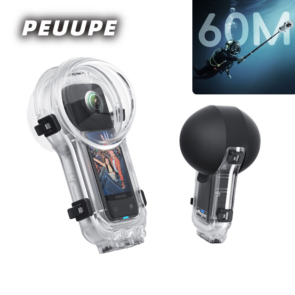 ความลึก 60 เมตรกันน้ำสำหรับ Insta360 X5 Quick Removal กรณีดำน้ำที่มองไม่เห็นแบบเต็มรูปแบบ Insta360X5 อุปกรณ์เสริมสำหรับการถ่ายภาพใต้น้ำ
