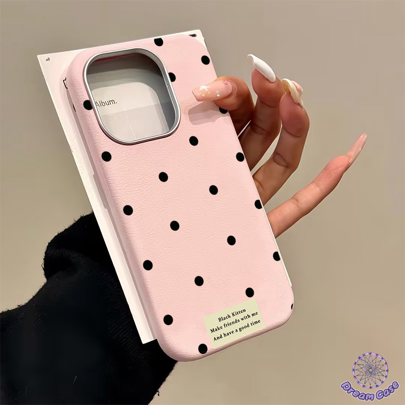 เคสไอโฟน 11 แฟชั่นน่ารักจุดสีดำแท็กอังกฤษอ่อน ม สำหรับ IPhone 13 11 16 14 12 15 Pro Max 7Plus 16 15 14 7 8 Plus SE 2 3