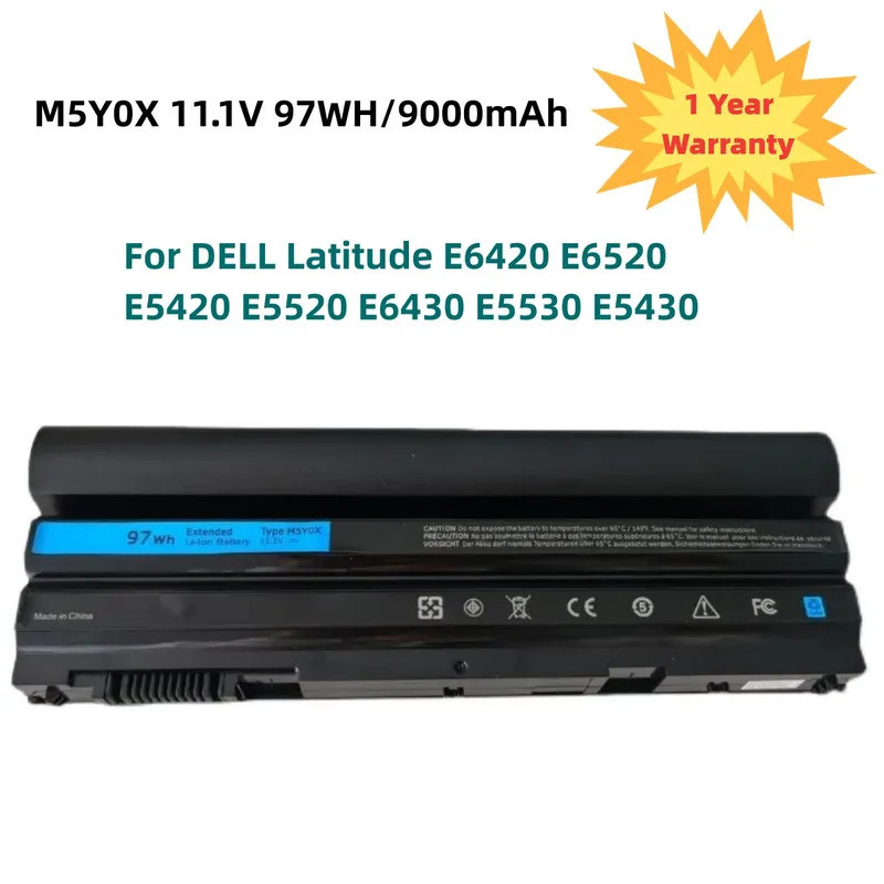 11.1V 97WH/9000mAh M5Y0X Laptop Battery for DELL Latitude E6420 E6520 E5420 E5520 E6430 E5530 E5430 