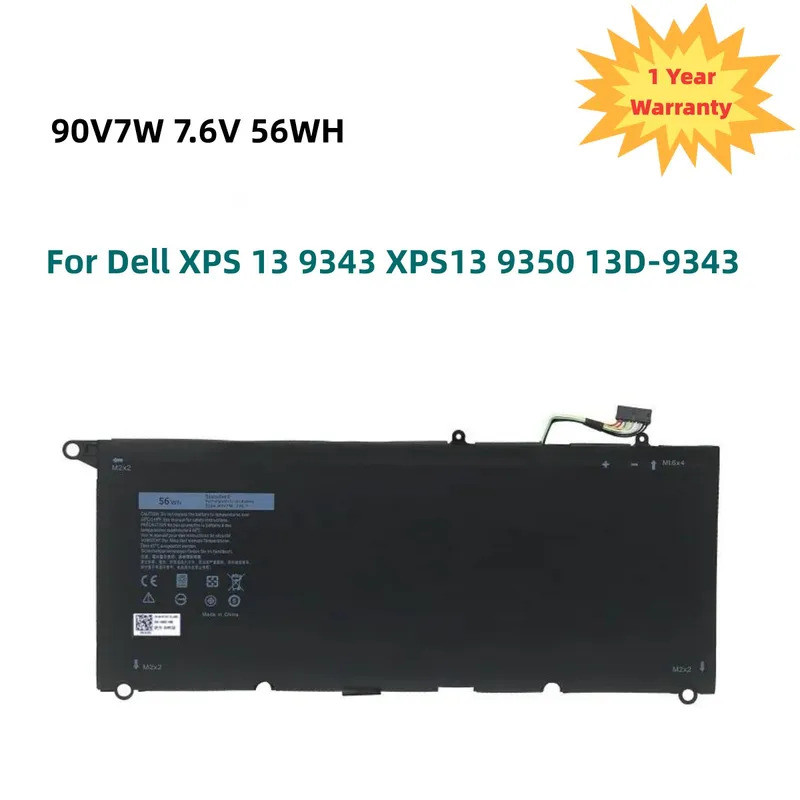 90V7W JHXPY JD25G 090V7W 7.6V 7368mAh Laptop Battery For Dell XPS 13 9343 XPS13 9350 13D-9343 P54G 0