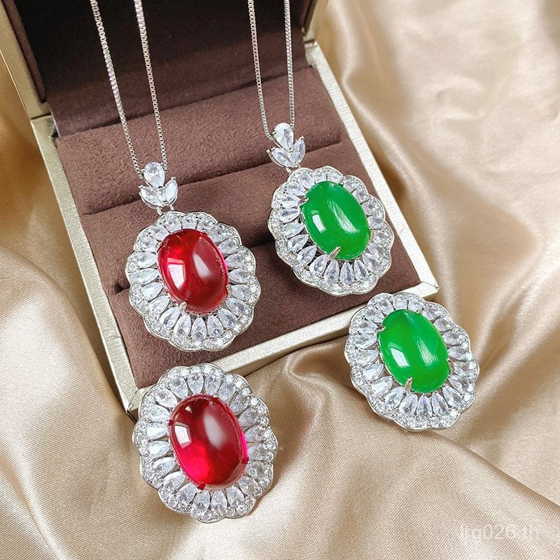 เครื่องประดับชั้นนอกเคลือบเงินทอง สไตล์คลาสสิก พร้อมคริสตอลสีแดงและเหลือง ขนาด 13*18