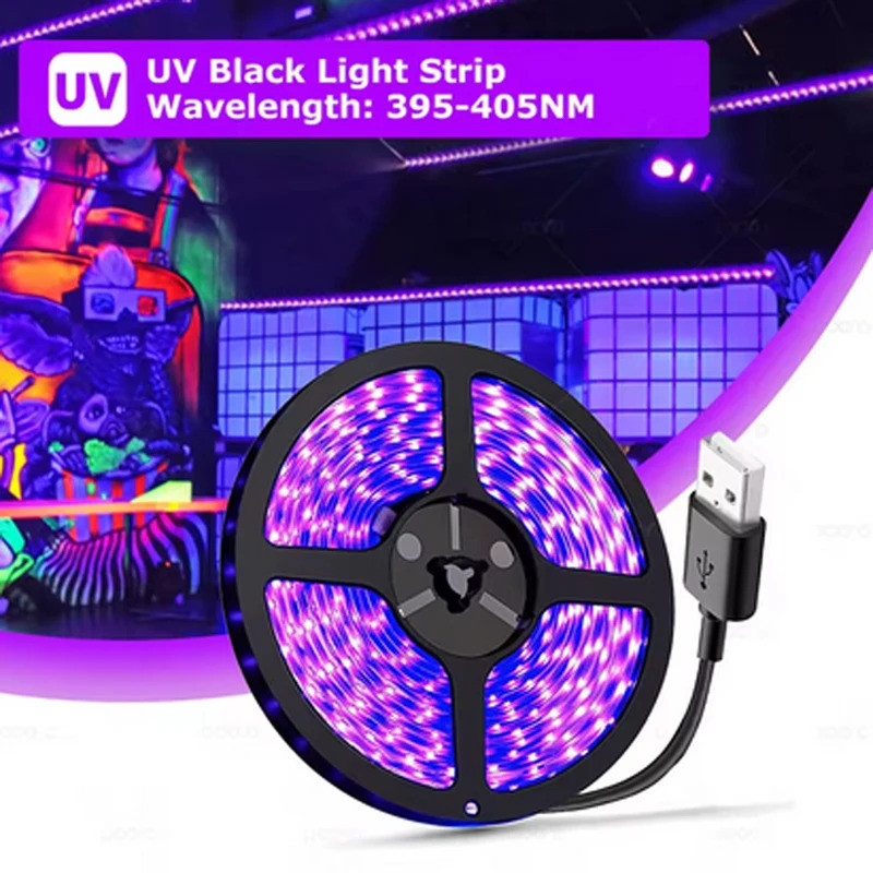 ผลิตภัณฑ์ตกแต่งคริสต์มาส 5V Usb แฟนซีสีม่วง UV ไฟ Led Strip Ambilight ตกแต่งสําหรับทีวี Backlight Gaming Flex Room ห้องนอน