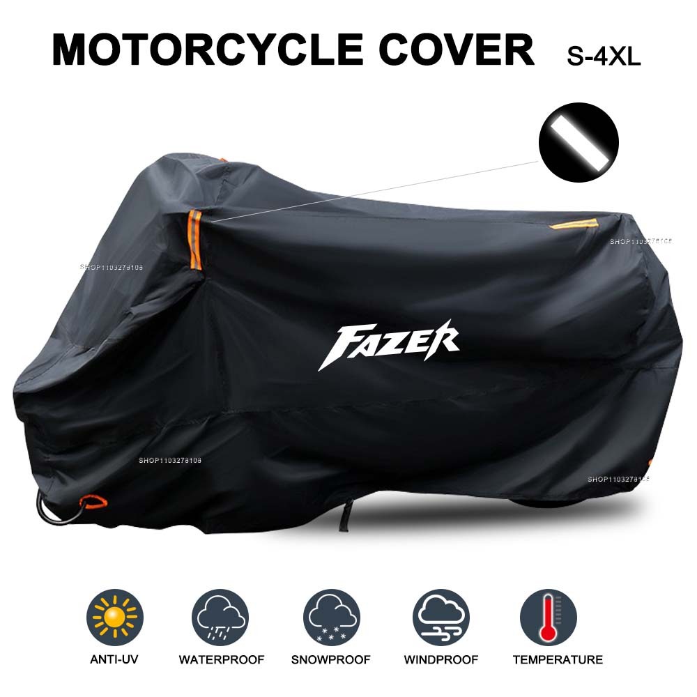 ฝาครอบรถจักรยานยนต์กันน้ํากลางแจ้งทุกฤดูกาลกันฝุ่น UV ป้องกัน Moto Rain Cover สําหรับ Yamaha FAZER F