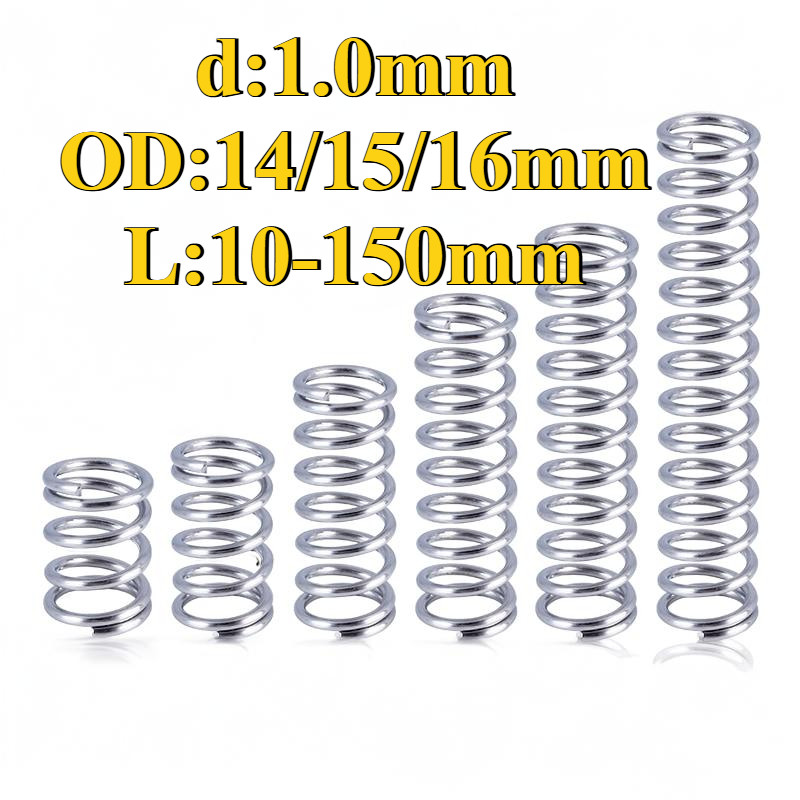 compression spring SUS304 สปริงกด-สปริงดัน ขนาด สแตนเลส 304 (เส้นผ่านศูนย์กลางลวด:1.0มม.,เส้นผ่านศูนย์กลางภายนอก:14/15/16มม., ยาว: 10-150มม.) (YDY-XDT-TH-1)