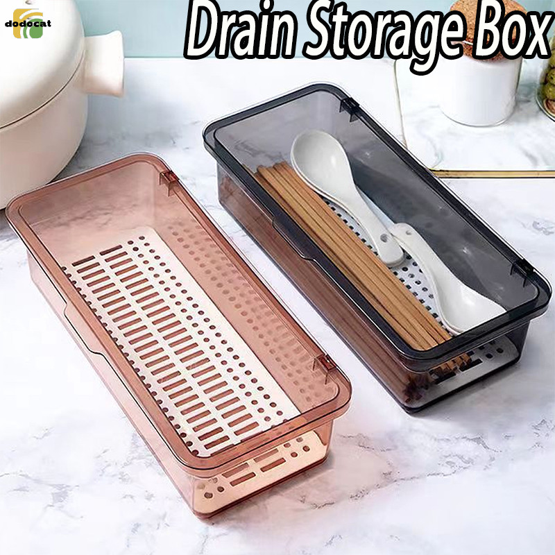 กล่องเก็บของบนโต๊ะอาหารพร้อมฝาปิด – วัสดุ หน้า ระบายน้ําภาชนะที่ใส่ช้อนส้อมภาชนะในครัว