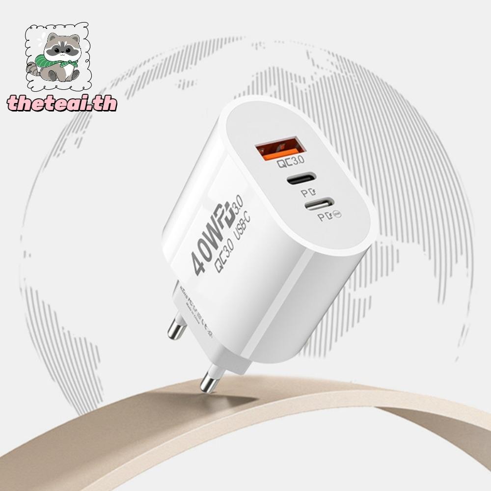THETEAI อะแดปเตอร์ชาร์จโทรศัพท์มือถือ, Dual PD 40W QC 3.0 USB C Charger, USB C Fast Charging อุปกรณ์เสริมชาร์จโทรศัพท์ปลั๊กไฟสําหรับ / // Huawei