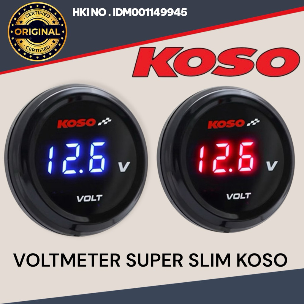 ต้นฉบับ Round KOSO Voltmeter VOLT METER DIGITAL RED BLUE BACK LIGHT SUPER SLIM STYLE PREMIUM