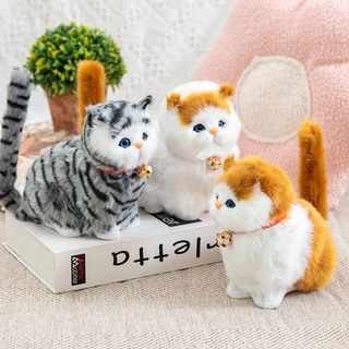 ตุ๊กตาแมว ตุ๊กตาน้องแมวมีเสียง นุ่มฟู การออกแบบการจําลอง ของเล่นเด็ก ของขวัญสำหรับเด็ก