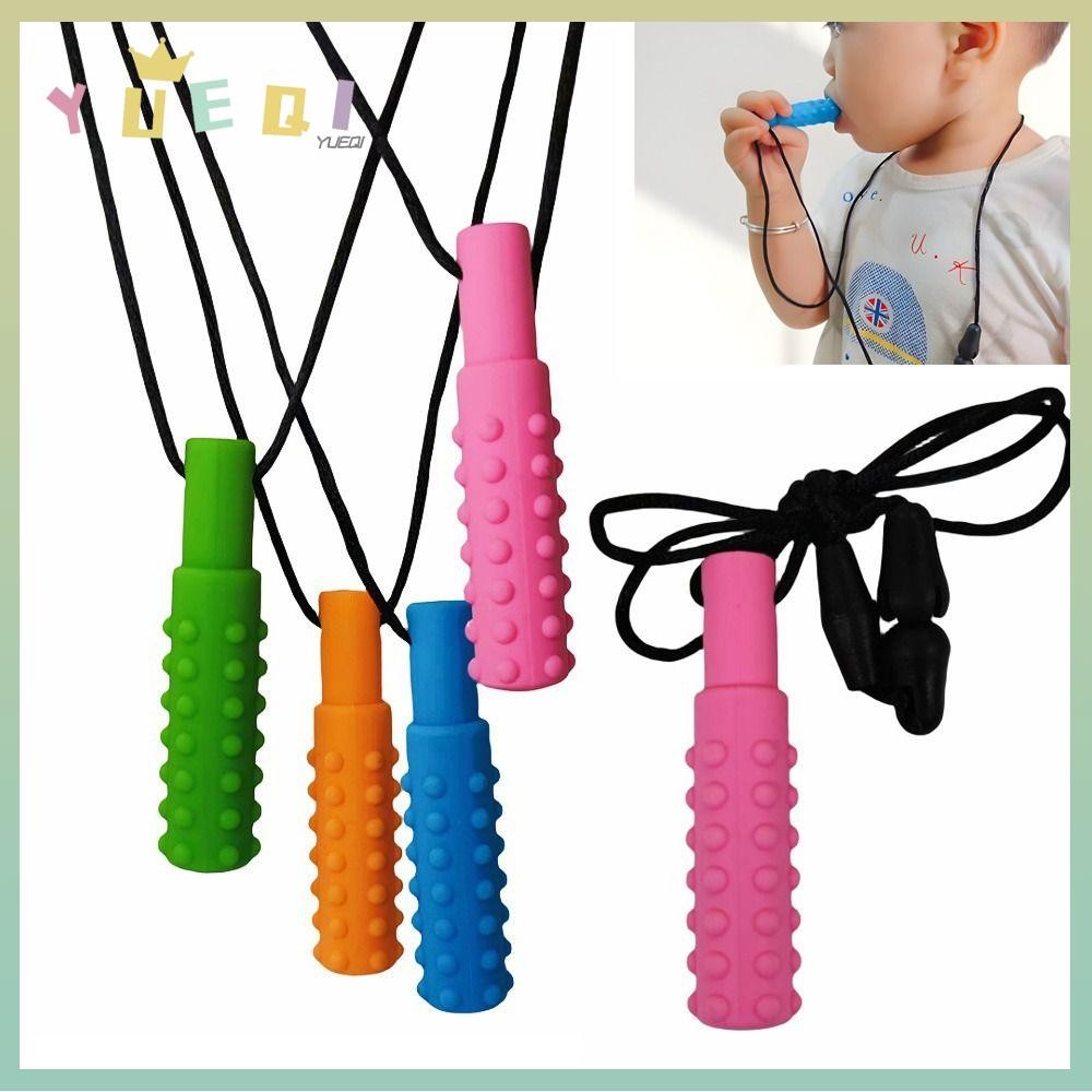 YUEQI จี้เคี้ยวหนึบ, จี้ Pacifier ซิลิโคนเด็กสร้อยคอยางกัด, Creative Baby Care Sensory Chew สําหรับอ