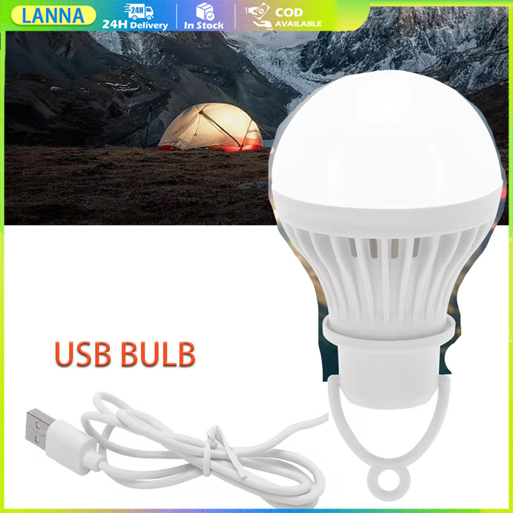 ร้านอยู่ที่ไทย หลอดไฟ led 5v หลอด 12W 5W 3W สายยาว120CM พกพาสะดวก เสียบUSB ราคา ถูกที่สุด ดีลบีเคเค