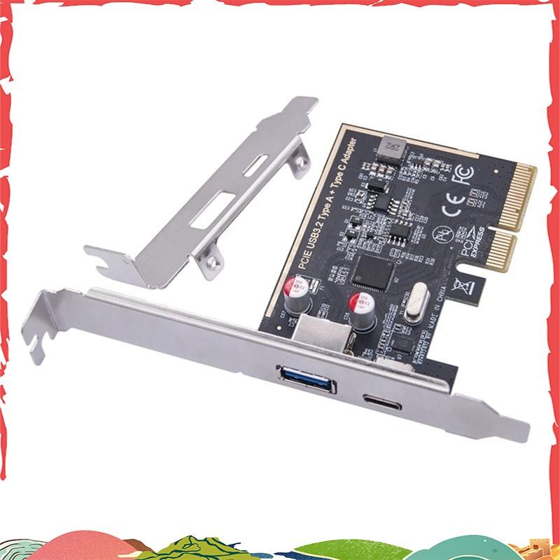 PCIE USB 3.2 GEN2 10G + ประเภท C 10G อะแดปเตอร์ PCI Express X4 การ์ดขยาย Riser ASM1142 ชิปคอนโทรลเลอ