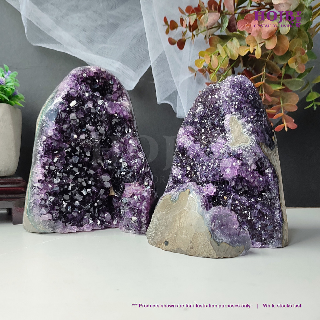 HOJB เกรดด้านบน Uruguya Amethyst 6AA แก้วคริสตัล Druze Stone 125-140 มม.สายสวนคริสตัลทุกวัน 6AA 风水 1