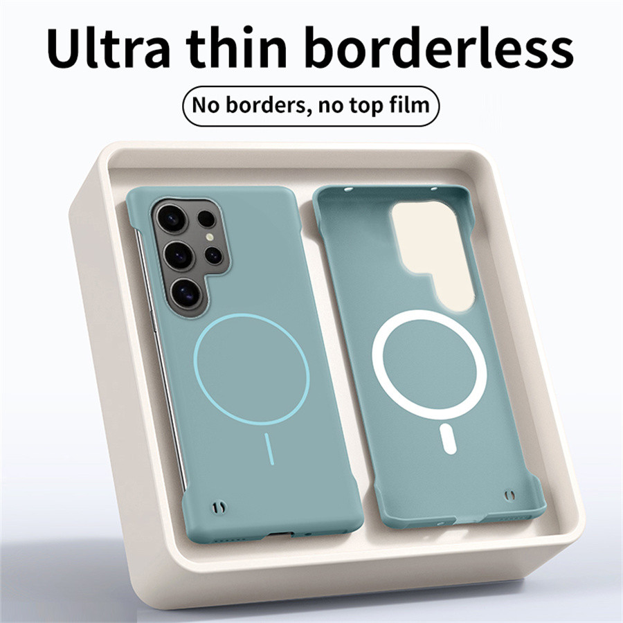 เคสโทรศัพท์แม่เหล็กชาร์จไร้สายแบบไม่มีขอบ สำหรับ Samsung Galaxy S26 Ultra S26 Plus S25 Ultra S24 FE S25 Edge S23 S22 Plus เคสกันกระแทกบางแข็งทำจากซิลิโคนและพีซี