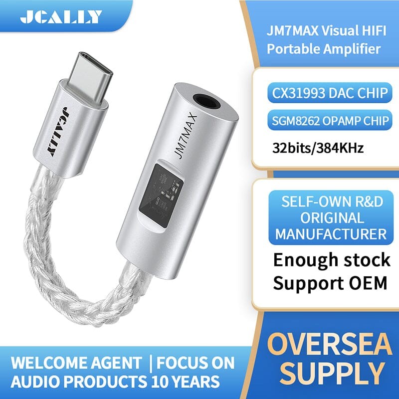 JCALLY JM7MAX CX3193 แบบพกพา DAC & AMP SGM8262 ชิปคู่เครื่องขยายเสียงที่กําหนดเอง JM7 MAX