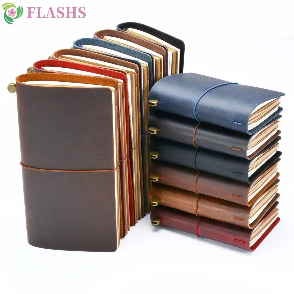 Flashsyn Vintage Notebook Cowhide Diary School Supplies Gift Traveler Handmade Sketchbook Travel Notebook