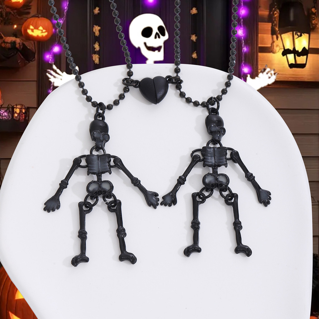 Gmail สร้อยคอกล่องกะโหลก แบบVintage ลาย Halloween ของขวัญวันหยุด