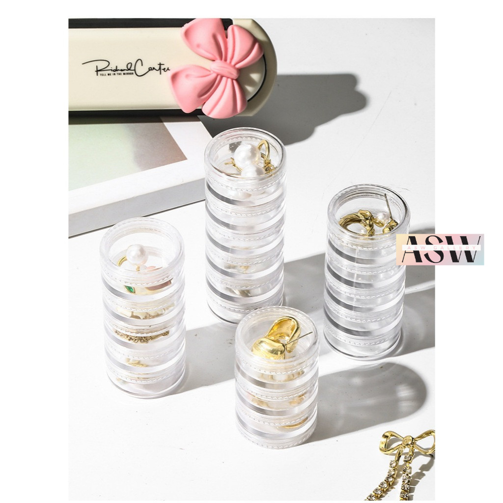 ASW TA01 อะคริลิคห้าชั้น Jar รุ่นต่างหูสร้อยคอแหวนอุปกรณ์เสริมจัดเก็บ