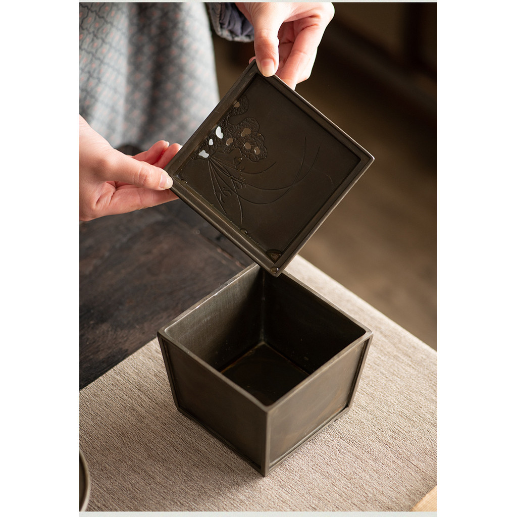 [กวนหยุน] ศิลปะโบราณทําชุดน้ําชากังฟูญี่ปุ่นดีบุกโบราณเจี้ยนสุ่ยชาสารตกค้างถังครัวเรือนดีบุกแห้งชงตารางชาซักผ้าเก็บน้ําเสียถังน้ํา[WF012] - รูปที่ 5