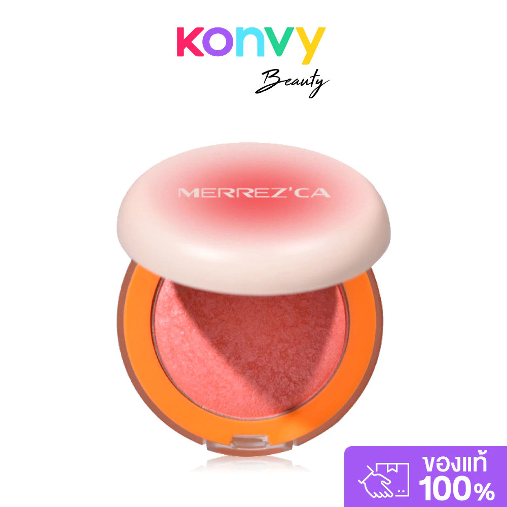 Merrezca Turn On Blush 9g เมอร์เรซกา บลัชออนสีสันสดใสที่มีไฮไลท์เล่นแสงในตัว.