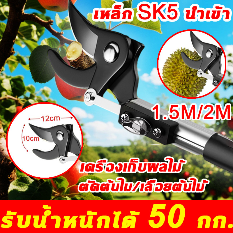 เหล็ก SK5 นำเข้า กรรไกรตัดกิ่ง ยืดไสลด์ 1.5-2M ตัดกิ่งไม้เร็ว กรรไกรตัดหนีบผลไม้ด้ามยาว กรรไกรเก็บผลไม้ กรรไกรตัดกิ่งไม้