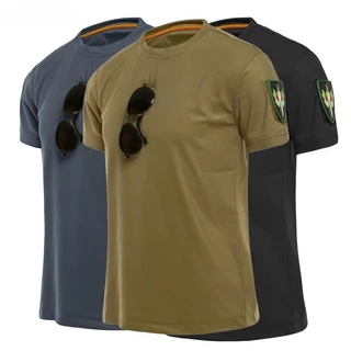 เสื้อยืดคอกลม แขนสั้น สำหรับผู้ชาย ระบายอากาศ สไตล์ทหาร เสื้อยืดต่อสู้กองทัพกลางแจ้ง แห้งไว เสื้อสั้นใส่ได้ ทรงหลวม