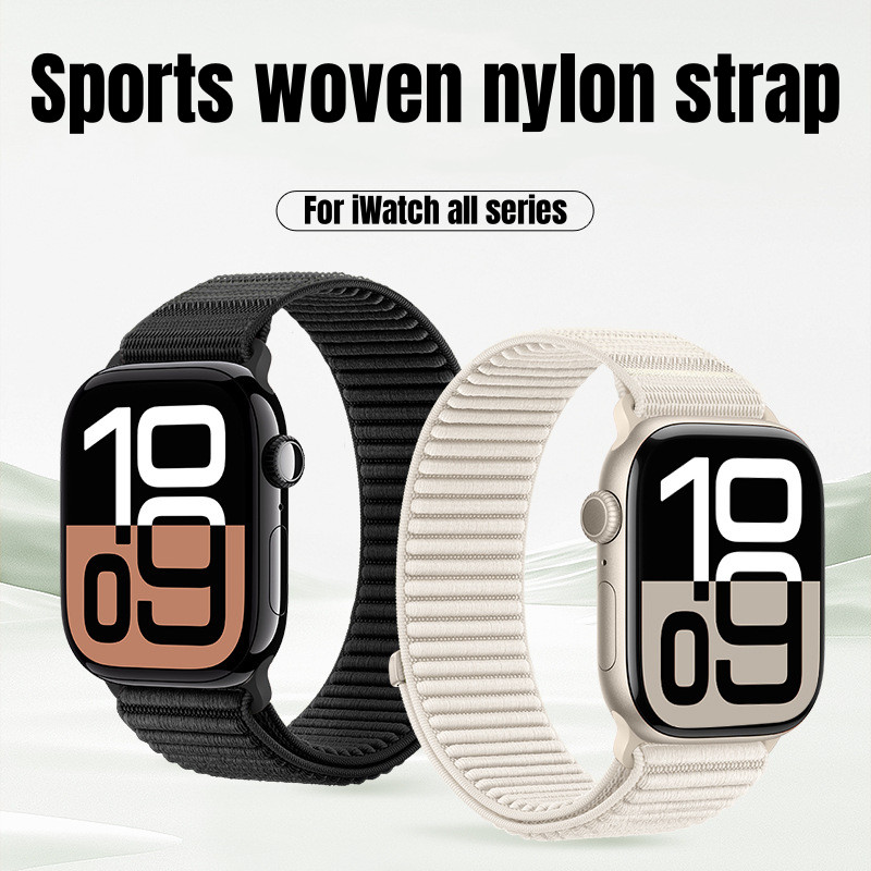 3D ทอไนลอนสายนาฬิกาสําหรับ Apple Watch Series 10/9/8/7/6/5/4/3/2/1 SE2 ULTRA Breathable สายคล้องคอสร