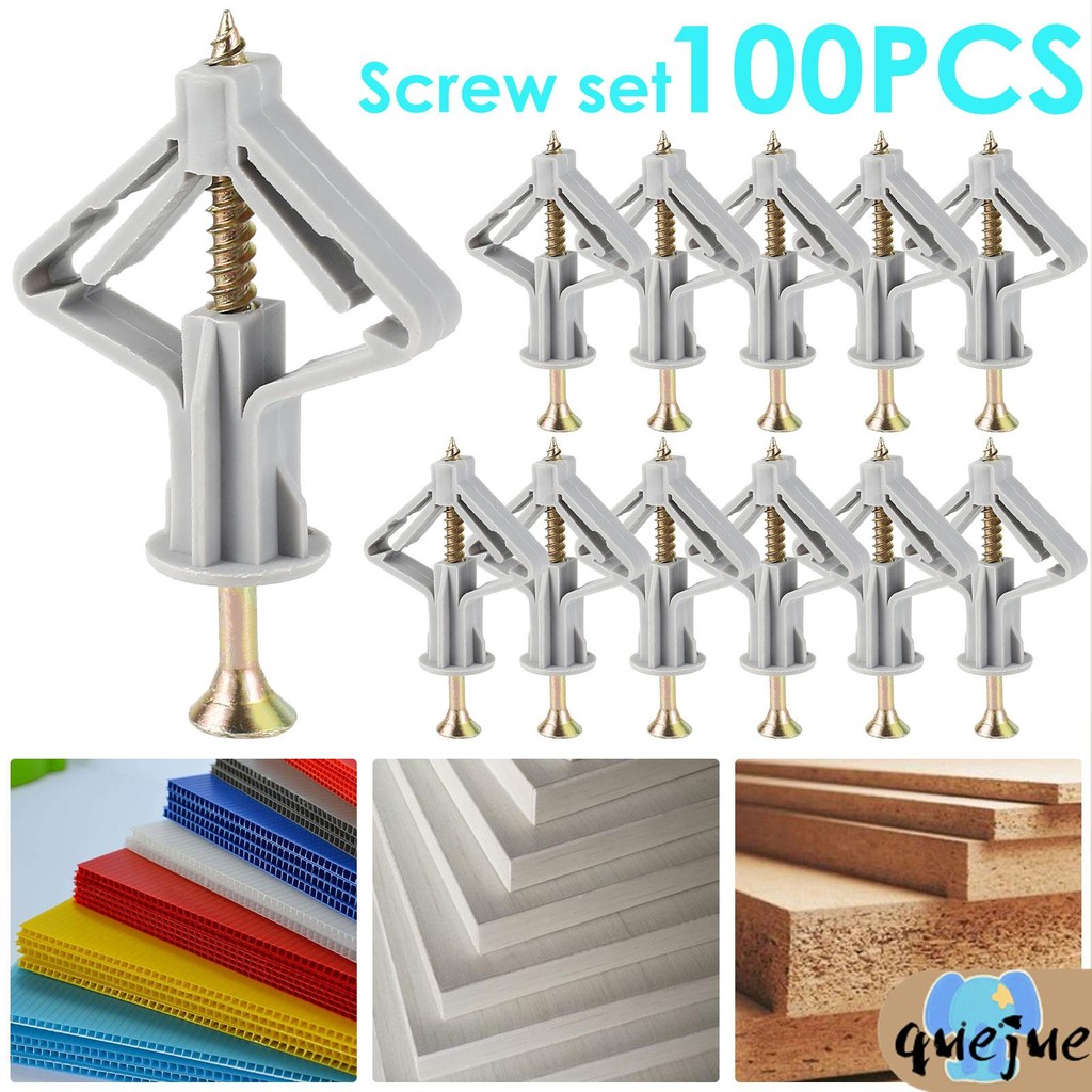 100 ชิ้น Drywall Anchor ชุดโลหะขยาย Plasterboard Anchor Unbreakable Drywall Fastener สําหรับ Home SH