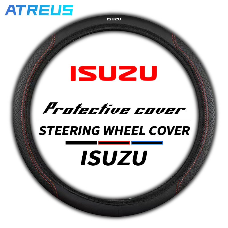 ISUZU หุ้มพวงมาลัย 38cm ปลอกหุ้มพวงมาลัย หนัง ปลอกพวงมาลัย พวงมาลัยรถยนต์ กันลื่น ทนทานต่อเหงื่อ ปลอกพวงมาลัยรถยนต์ สำหรับ ISUZU Dmax Panther Elf Traga Mux Trooper MU7 TFR Crosswind Panther Sportivo